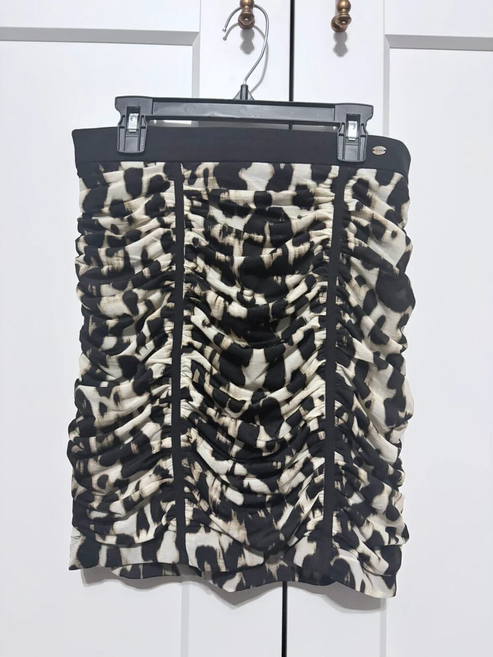 Y2K Indie Sleaze Cheetah Leopard Print Ruched Mini Skirt By Guess Size M